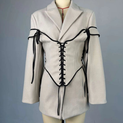 Women's Tweed Commuter Suit with Collar, Long Sleeve Jacket & Waistcoat