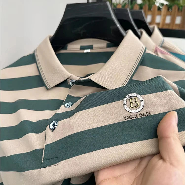 UNIKCOSA NoirFit Striped Polo Yarn Dyed Short Sleeve 💫