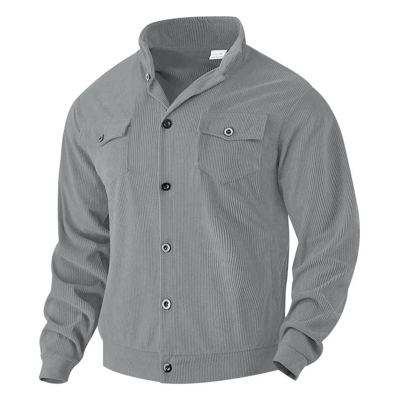 UNIKCOSA Men’s Corduroy Overshirt – Heavyweight Long Sleeve Button-Up with Dual Chest Pockets