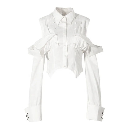 UNIKCOSA Women’s Irregular Crop Blouse – Designer Detachable High-Quality Shirt (Trendy Chic Edition)