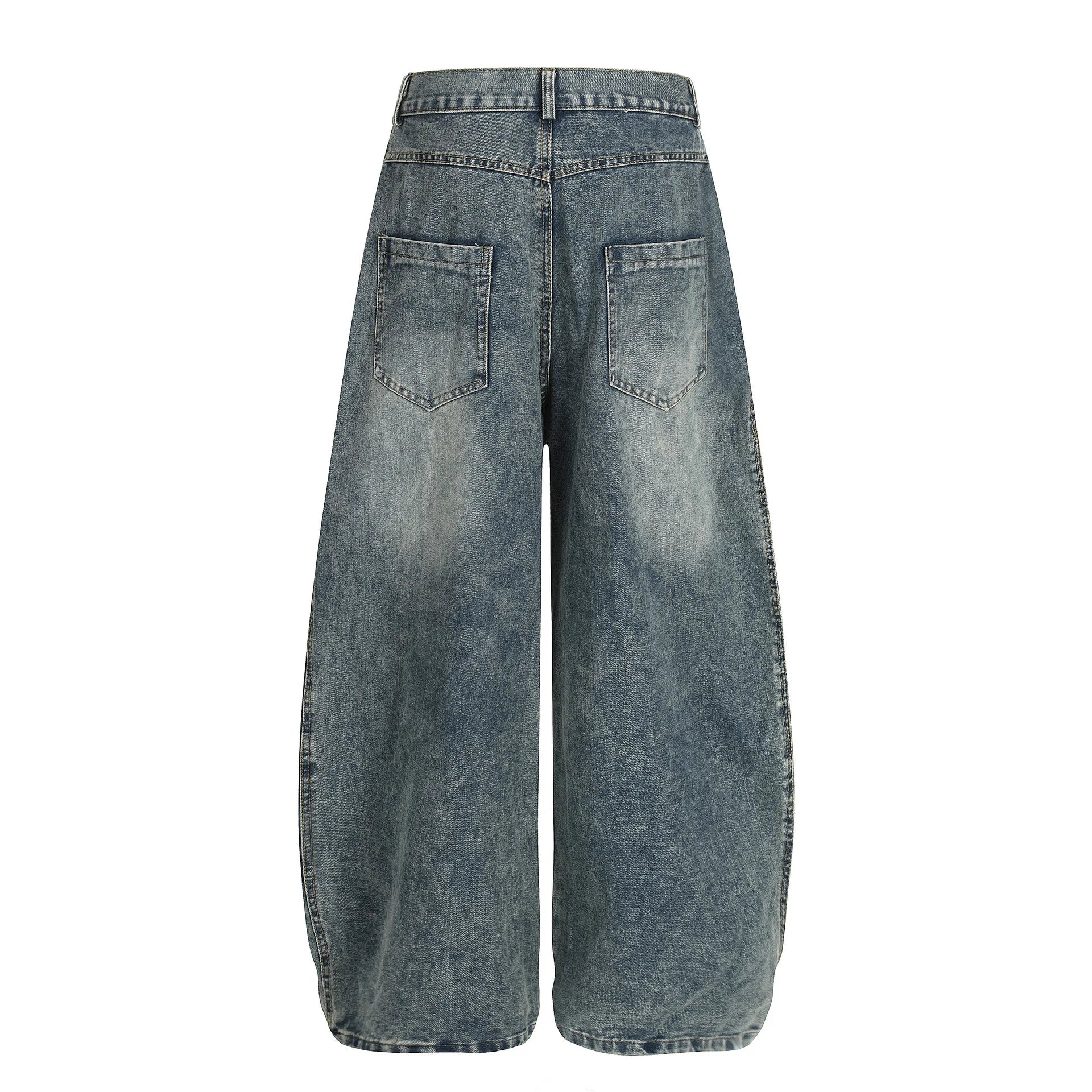 Women's American Retro Deconstructed Scimitar Embroidered Wide-Leg Denim Jeans