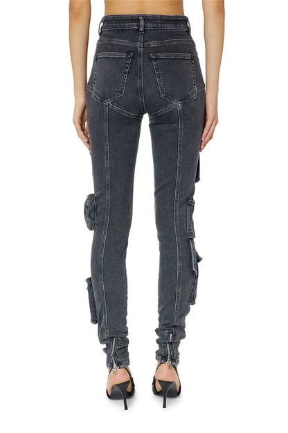 UNIKCOSA Women’s Cargo Jeans – Modern Washed Denim Overalls with Multi-Pockets & Low-Rise Fit (Trendy Streetwear Edition)