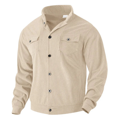 UNIKCOSA Men’s Corduroy Overshirt – Heavyweight Long Sleeve Button-Up with Dual Chest Pockets