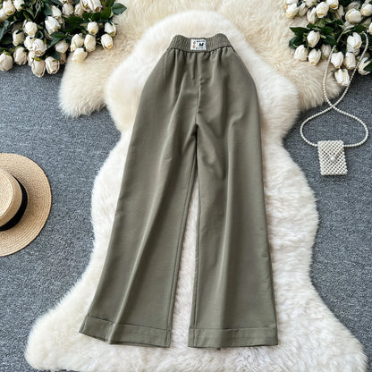 Summer Casual Wide Leg Pants Women Solid High Elastic Waist Trousers Girls Outdoor Pants Wholesale