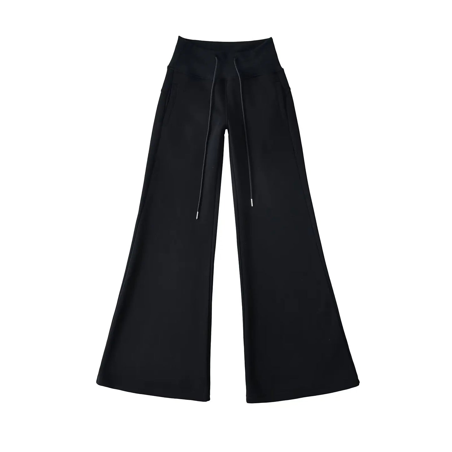 Classic Breathable Pure Color Women's Wide Leg Elastic Waist Trousers
