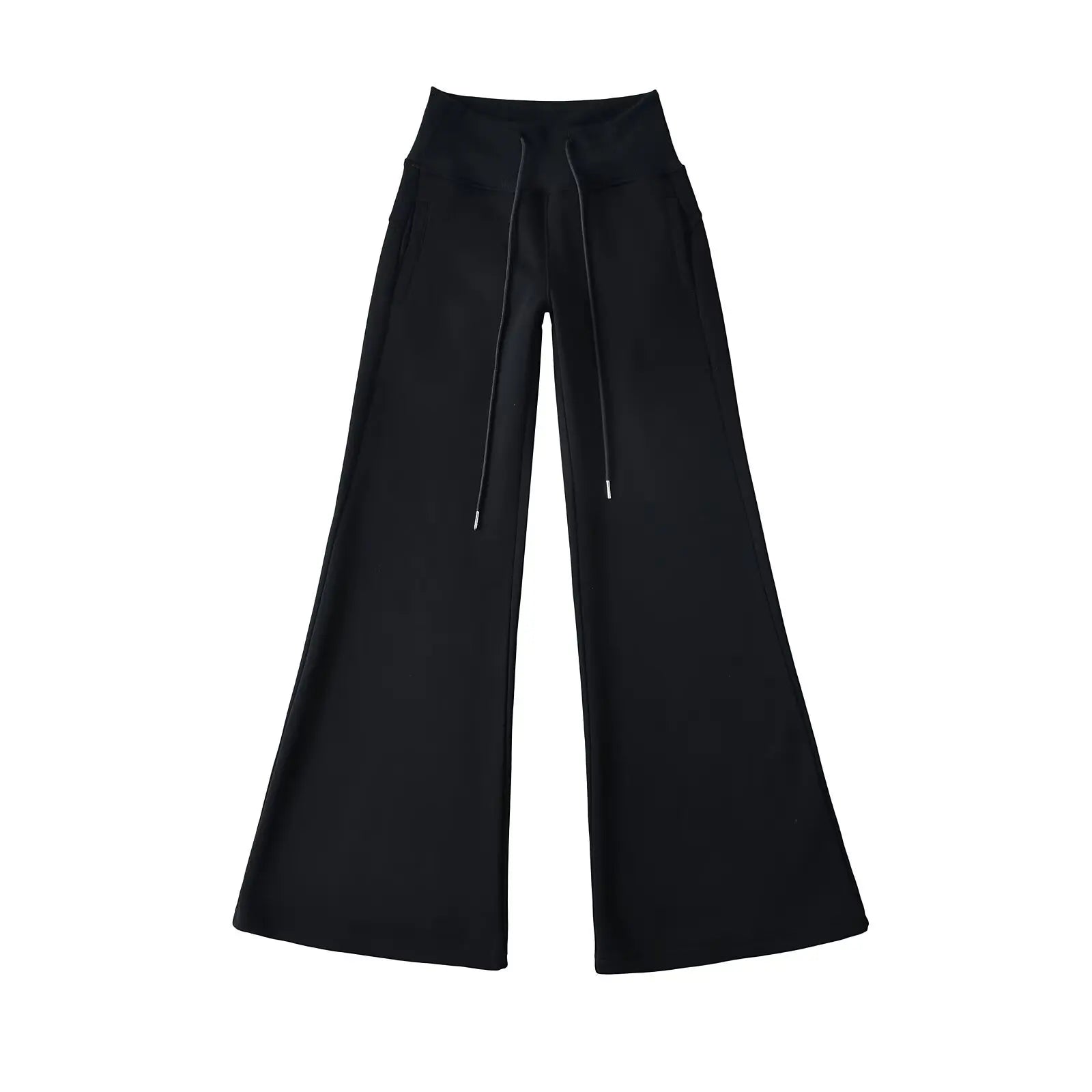 Classic Breathable Pure Color Women's Wide Leg Elastic Waist Trousers