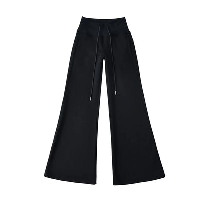 Classic Breathable Pure Color Women's Wide Leg Elastic Waist Trousers