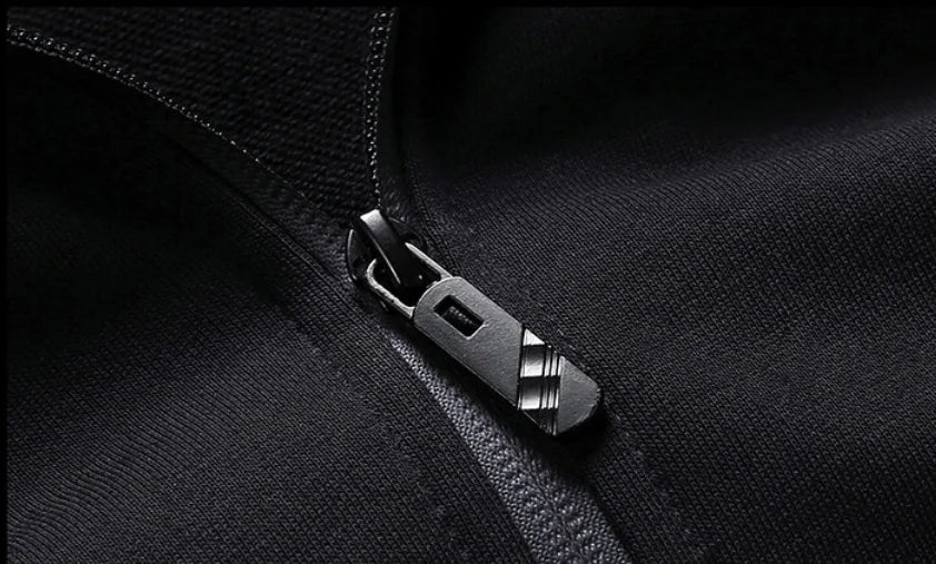 Men's Zip-Up Tracksuit Set with Breathable Polyester Blend