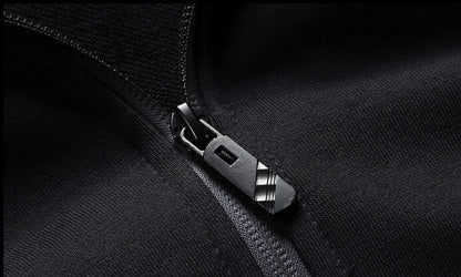 Men's Zip-Up Tracksuit Set with Breathable Polyester Blend
