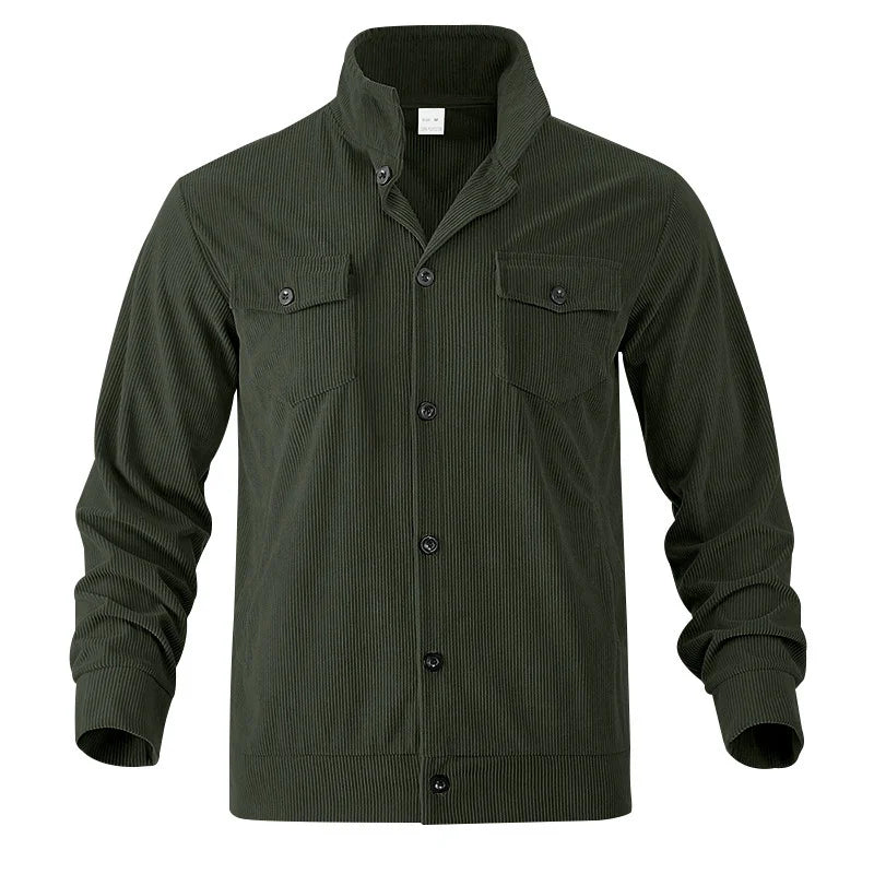 UNIKCOSA Men’s Corduroy Fleece Shirt – Full Button Long Sleeve Streetwear Overshirt (280 GSM Autumn/Winter Edition, S–3XL)