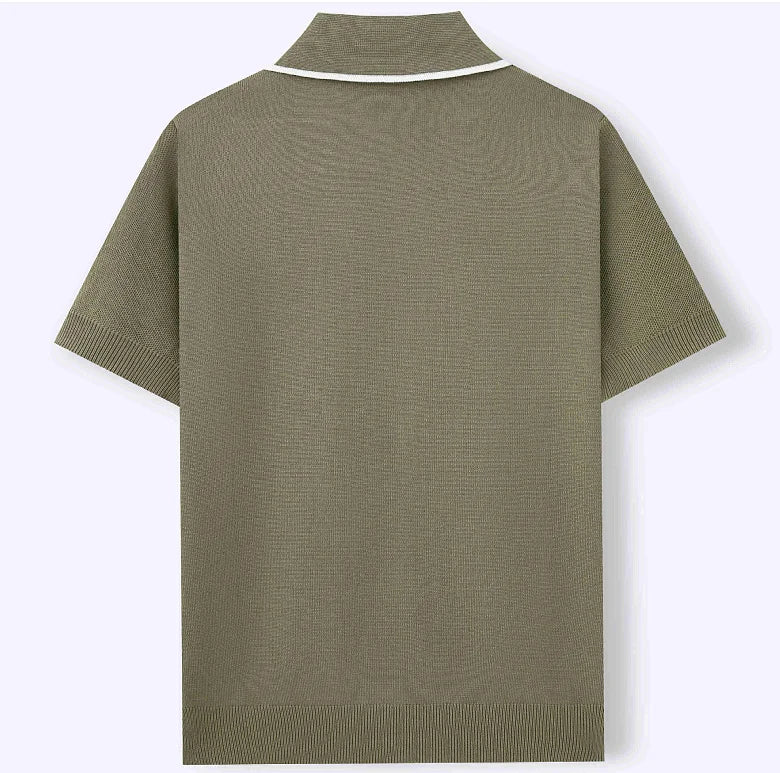 Breathable Summer Men's Casual Single-Breasted Knit Polo Shirt
