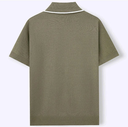 Breathable Summer Men's Casual Single-Breasted Knit Polo Shirt