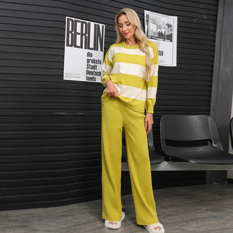 UNIKCOSA Velora Striped Knit Two Piece Sweater Set 💫