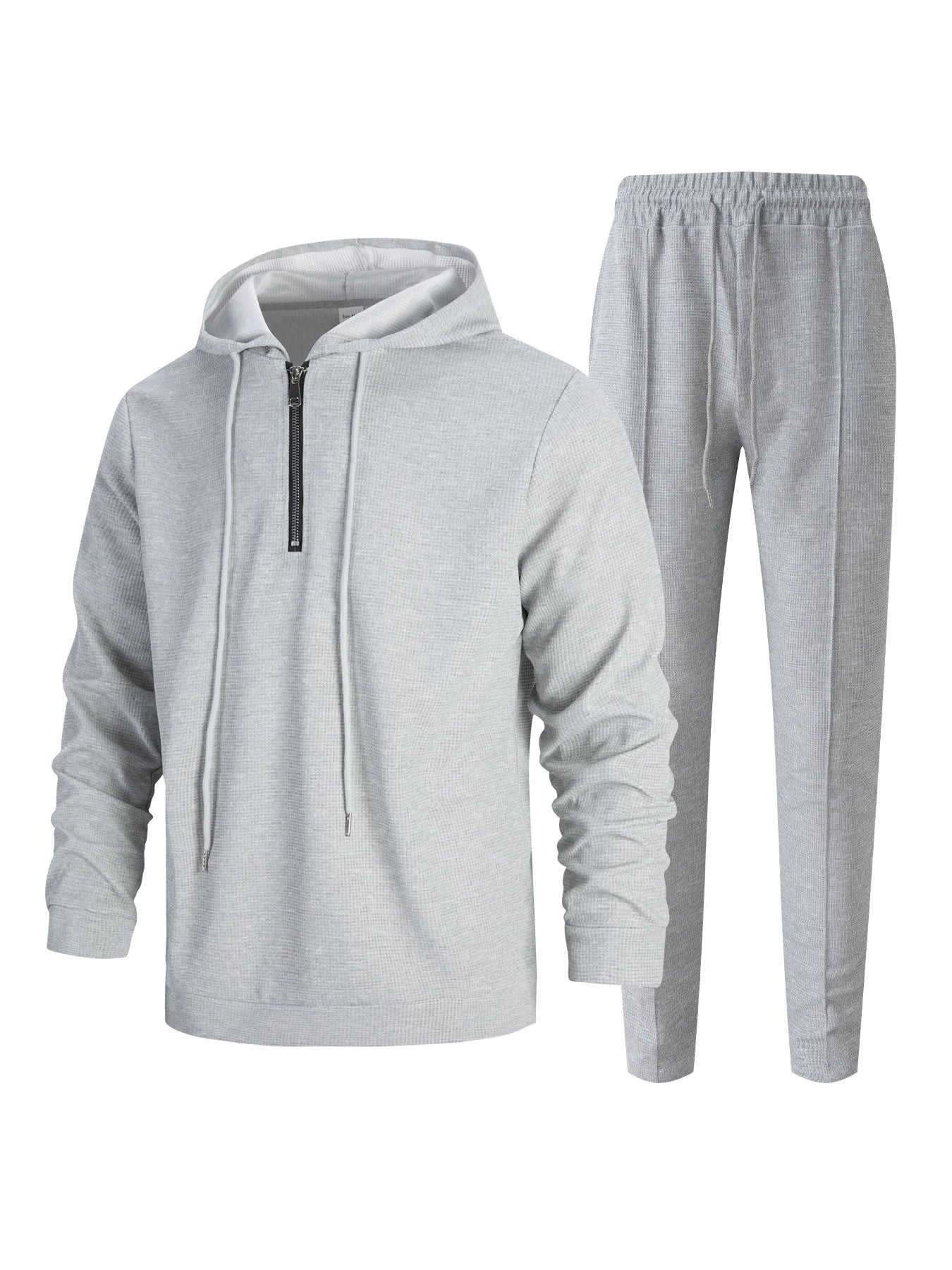 UNIKCOSA Men’s Athleisure Hoodie Set – Quarter-Zip Hooded Top & Jogger Pants (220 GSM Gymwear Two-Piece Outfit)