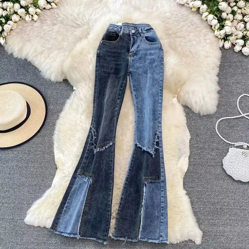 UNIKCOSA Velora Flared Jeans High Waist Slim Fit Denim 💫