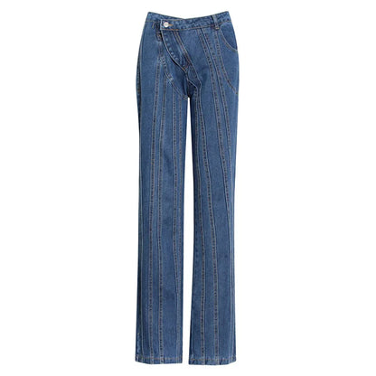 UNIKCOSA Women’s Flared Denim Jeans – Slim Fit High-Waist Blue Skinny Pants (Street Casual Edition)