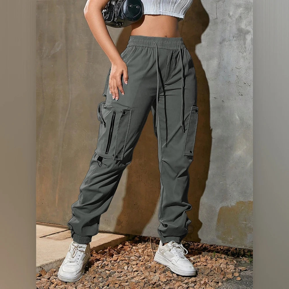 Women's Drawstring Cargo Athletic Pants with Pockets Loose Fit