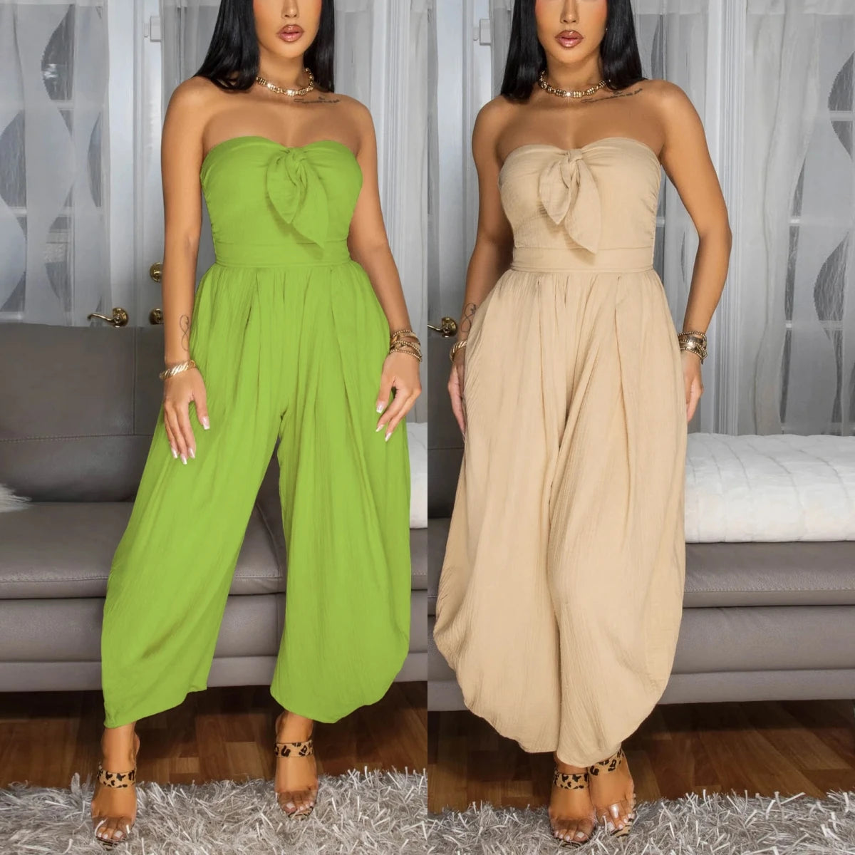 UNIKCOSA Velora Strapless Jumpsuit Solid Color Summer 💫