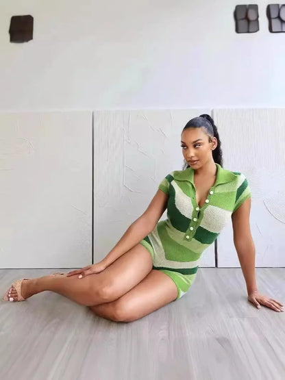 UNIKCOSA Velora Summer Colorblock Velvet Knit Jumpsuit 💫