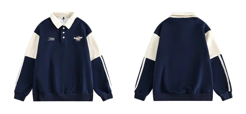 Street Style Hip Hop Polo Shirt for Men Heavyweight