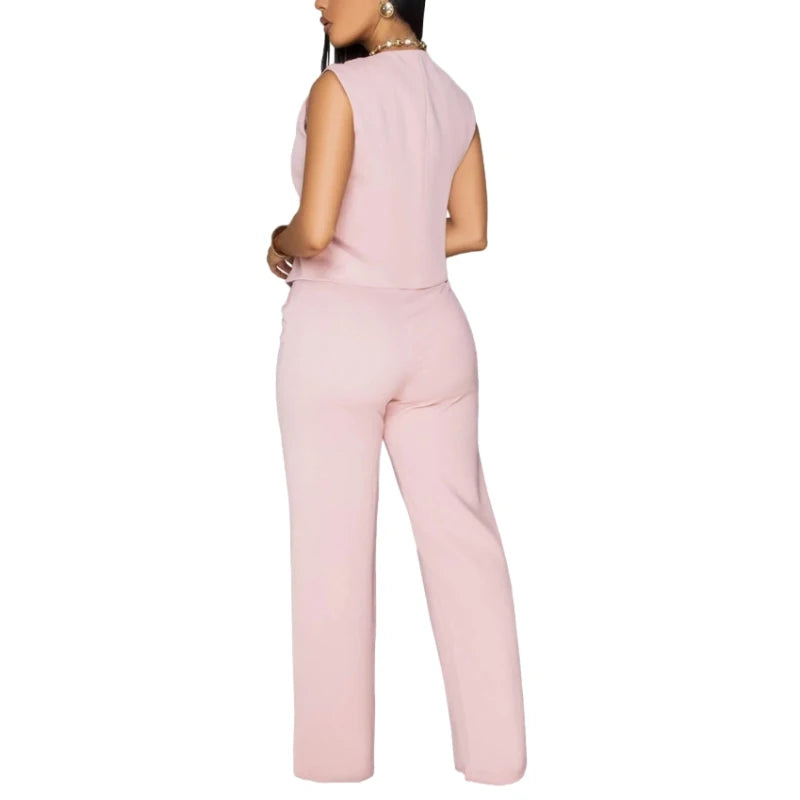 Casual Sleeveless V-Neck Tie-Dye Two-Piece Set for Women