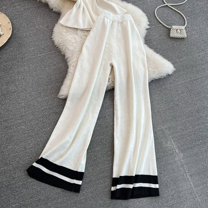 UNIKCOSA Women’s Knit Set – Sleeveless Slim White Top & Casual Straight Pants Two-Piece (Summer Chic Edition)