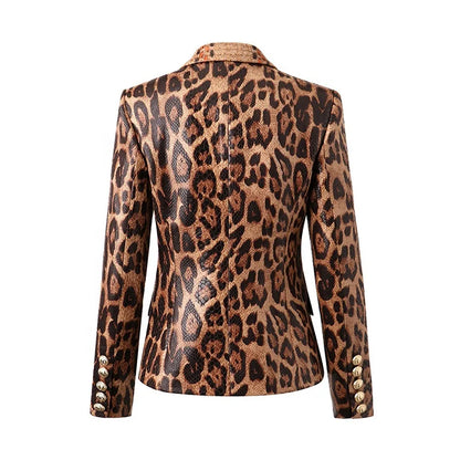 UNIKCOSA Women’s Leopard Print Jacket – Faux Leather Texture Winter Outerwear (European Hot Fashion 2025 Edition)