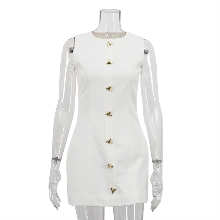UNIKCOSA Women’s White Mini Dress – Sleeveless Slim Fit Short Dress with Hidden Back Zip (Summer 2025 Edition)