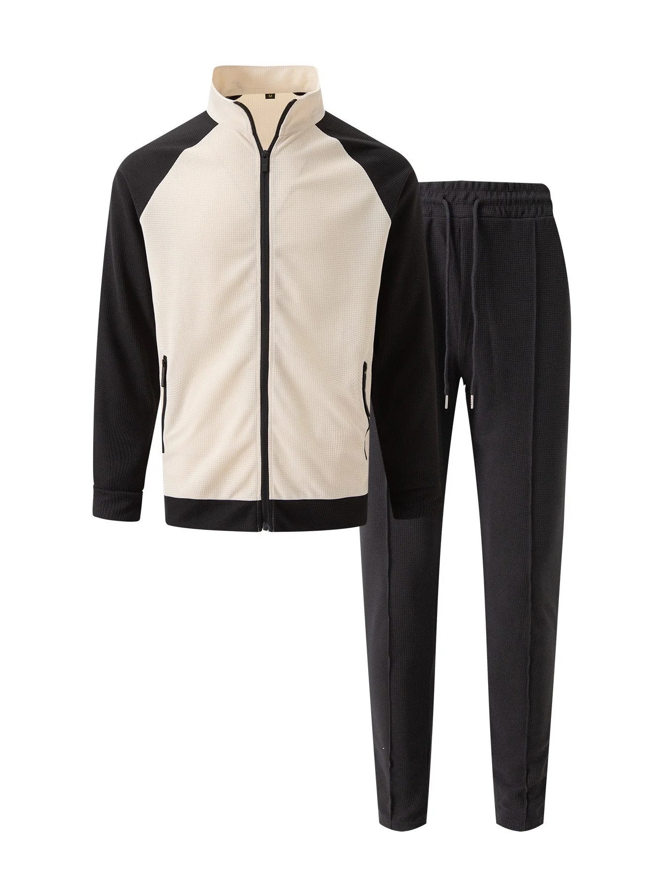 UNIKCOSA Men’s Colorblock Tracksuit – Contrast Panel Zip Jacket & Drawstring Pants Two-Piece Athleisure Set (2025 Edition)