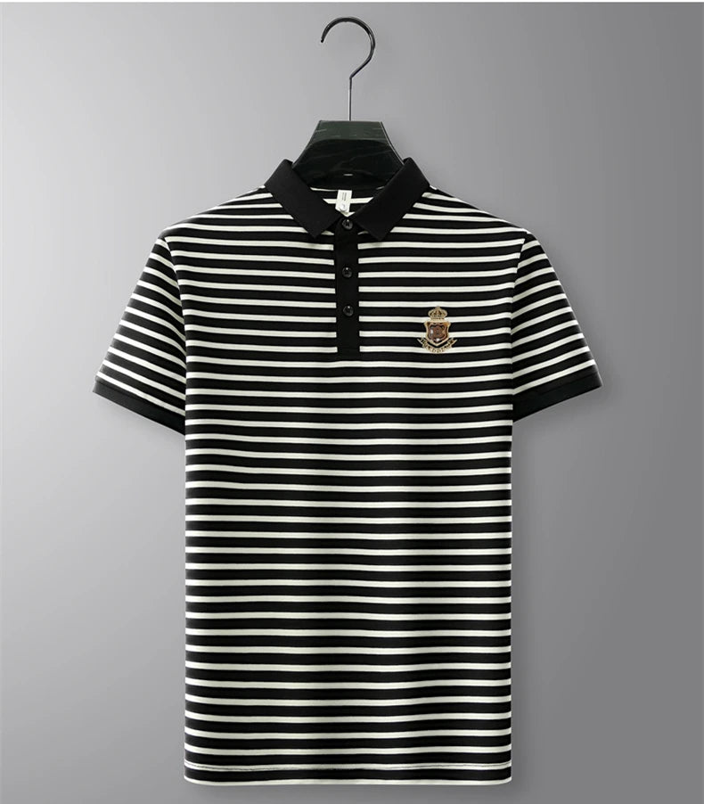 Premium 4XL Slim Fit Striped Polo Shirt for Men