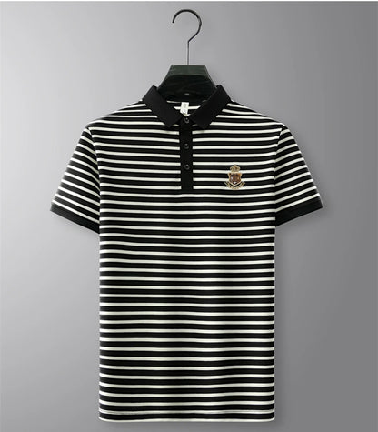 Premium 4XL Slim Fit Striped Polo Shirt for Men