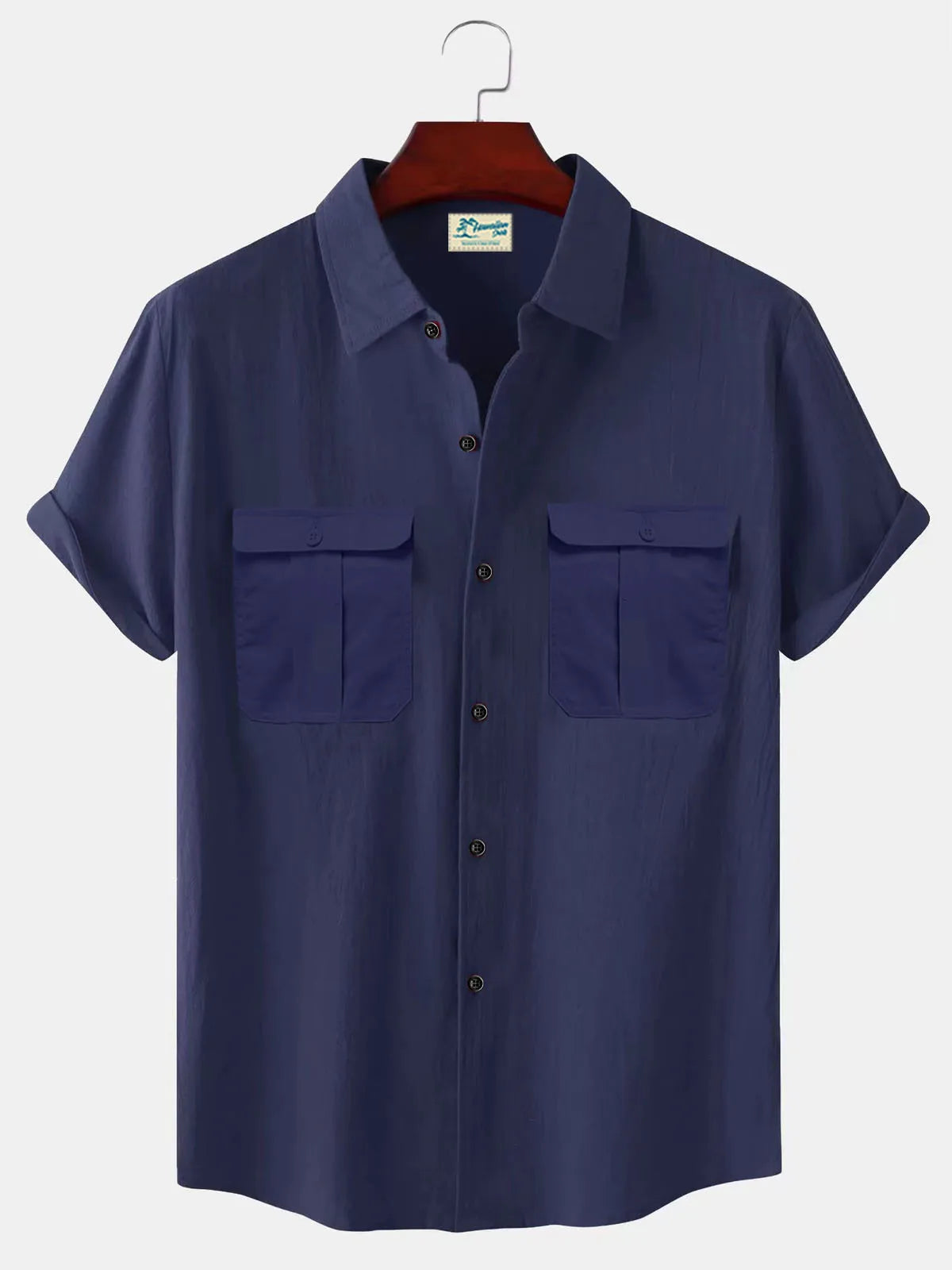 Men's Summer Cotton Short Sleeve Stand Collar Shirt – Casual Solid Color