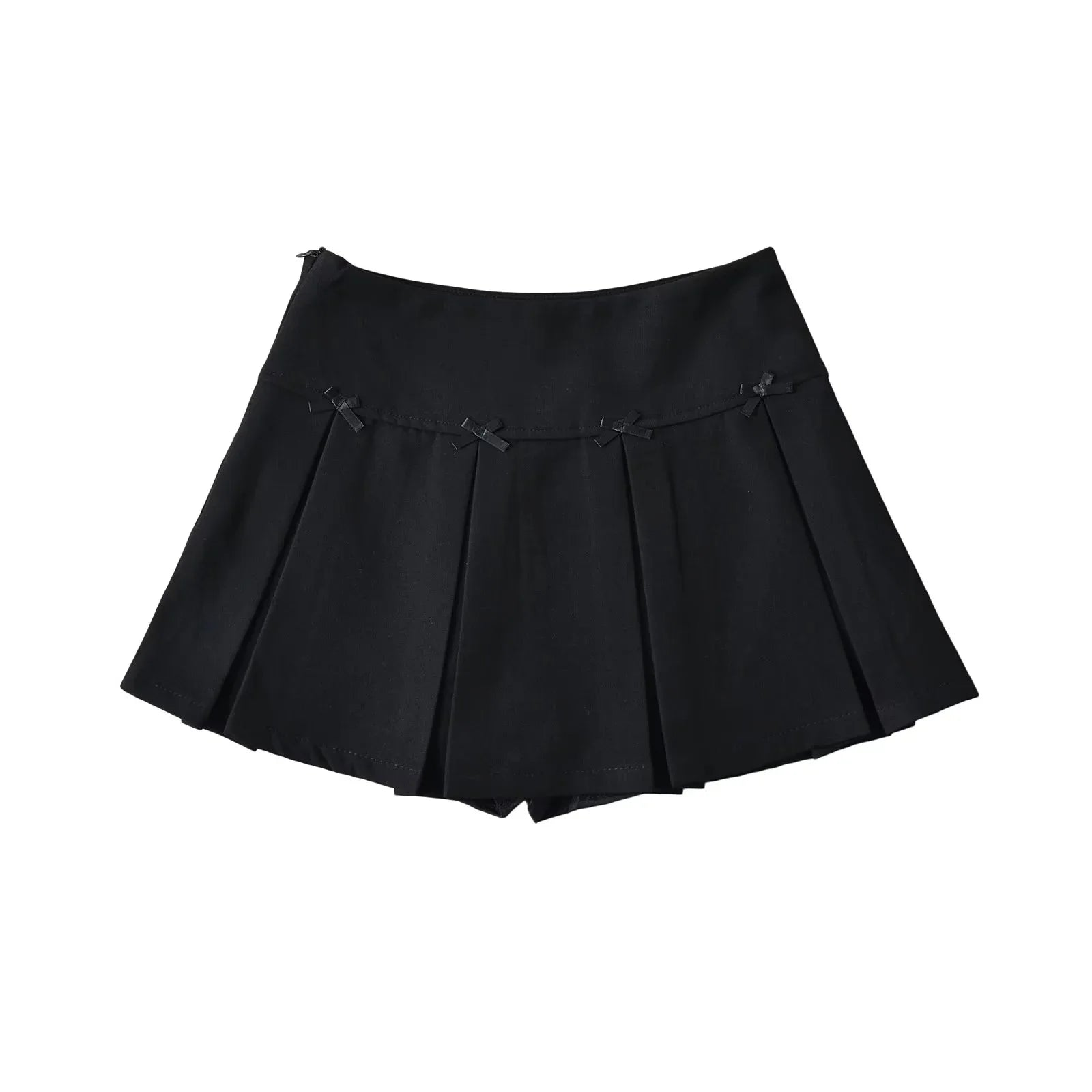 Women's Bow Trimmed High Waist Pleated Midi Skirt
