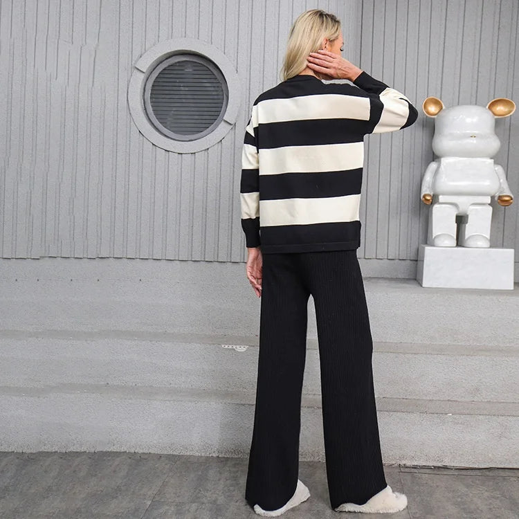 UNIKCOSA Velora Striped Knit Two Piece Sweater Set 💫