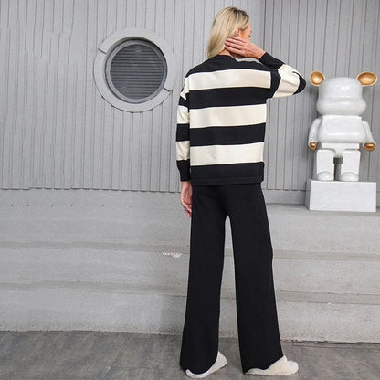 UNIKCOSA Velora Striped Knit Two Piece Sweater Set 💫