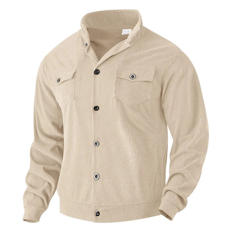UNIKCOSA Men’s Corduroy Fleece Shirt – Full Button Long Sleeve Streetwear Overshirt (280 GSM Autumn/Winter Edition, S–3XL)