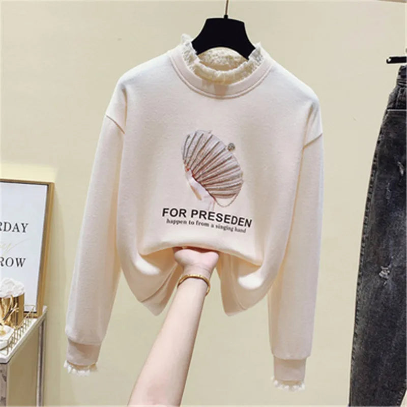 UNIKCOSA Velora Printed Hoodie Loose Long Sleeve O Neck 💫