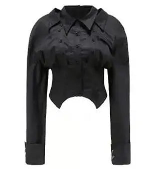 UNIKCOSA Women’s Irregular Crop Blouse – Designer Detachable High-Quality Shirt (Trendy Chic Edition)