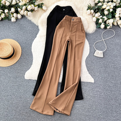 UNIKCOSA Women’s Autumn Flare Pants – High-Waist Printed Long Trousers (Casual Chic Edition)