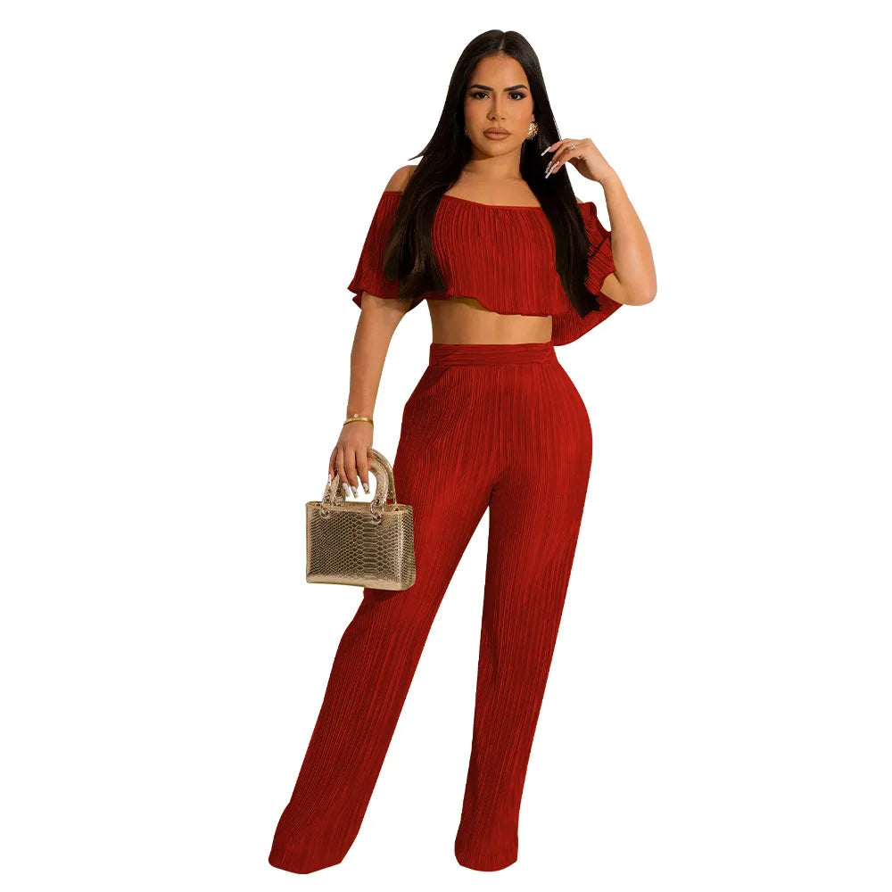 UNIKCOSA Velora Two-Piece Set Ruffle Off Shoulder Top 💫