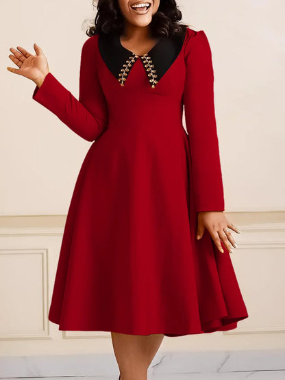 UNIKCOSA 2024 Elegant Plus-Size Dress — Long-Sleeve Cotton Maxi