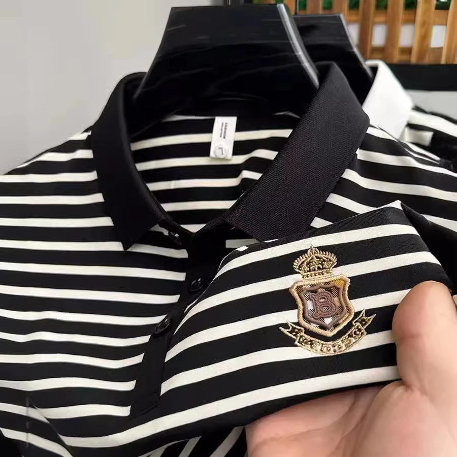 Premium 4XL Slim Fit Striped Polo Shirt for Men