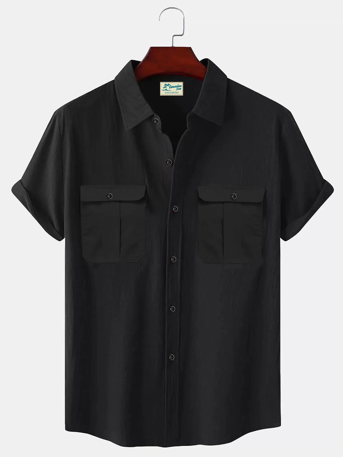 Men's Summer Cotton Short Sleeve Stand Collar Shirt – Casual Solid Color