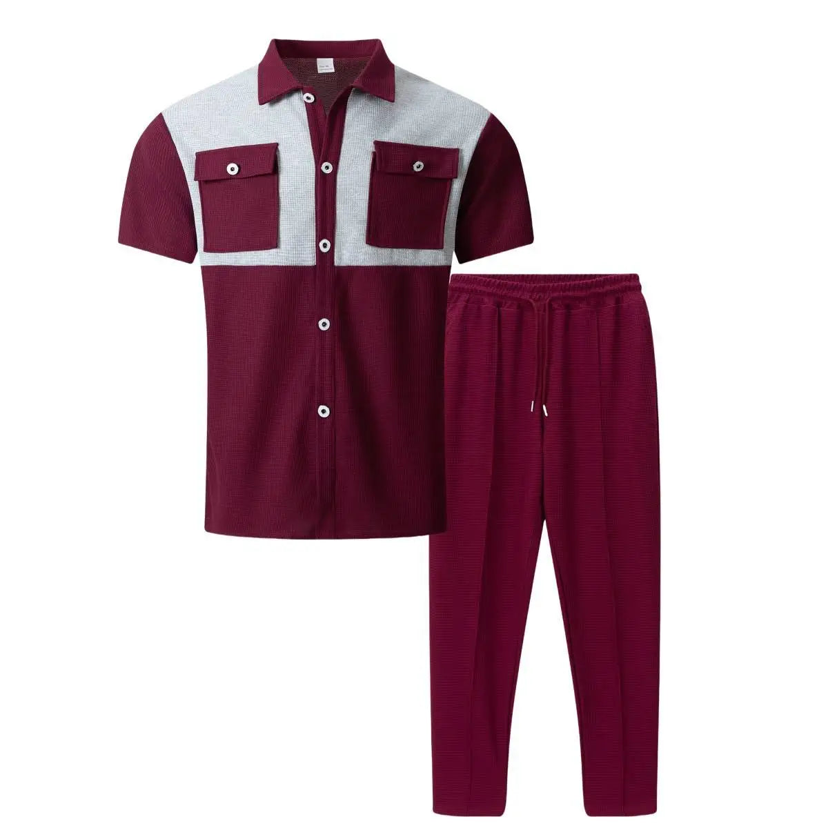 UNIKCOSA Men’s Polo Shirt Set – Multicolored Short Sleeve Polo & Matching Long Pants Two-Piece Outfit (2025 Edition)