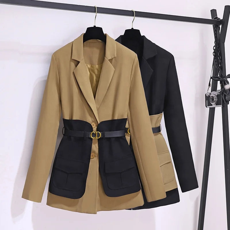 UNIKCOSA Women’s Autumn Suit Jacket – High-End Mid-Length Slim Fit Blazer (Korean Chic Edition)