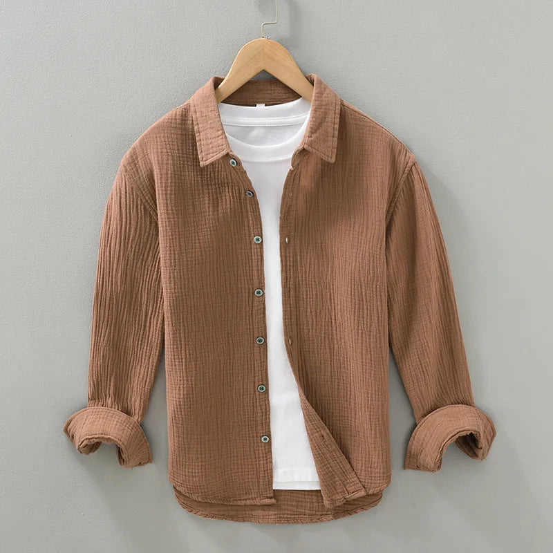 2025 Premium 100% Cotton Summer Casual Long‑Sleeve Men’s Shirt