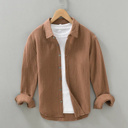 2025 Premium 100% Cotton Summer Casual Long‑Sleeve Men’s Shirt