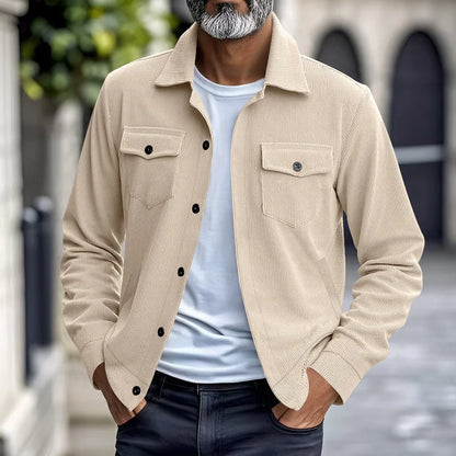 UNIKCOSA Men’s Corduroy Fleece Shirt – Full Button Long Sleeve Streetwear Overshirt (280 GSM Autumn/Winter Edition, S–3XL)