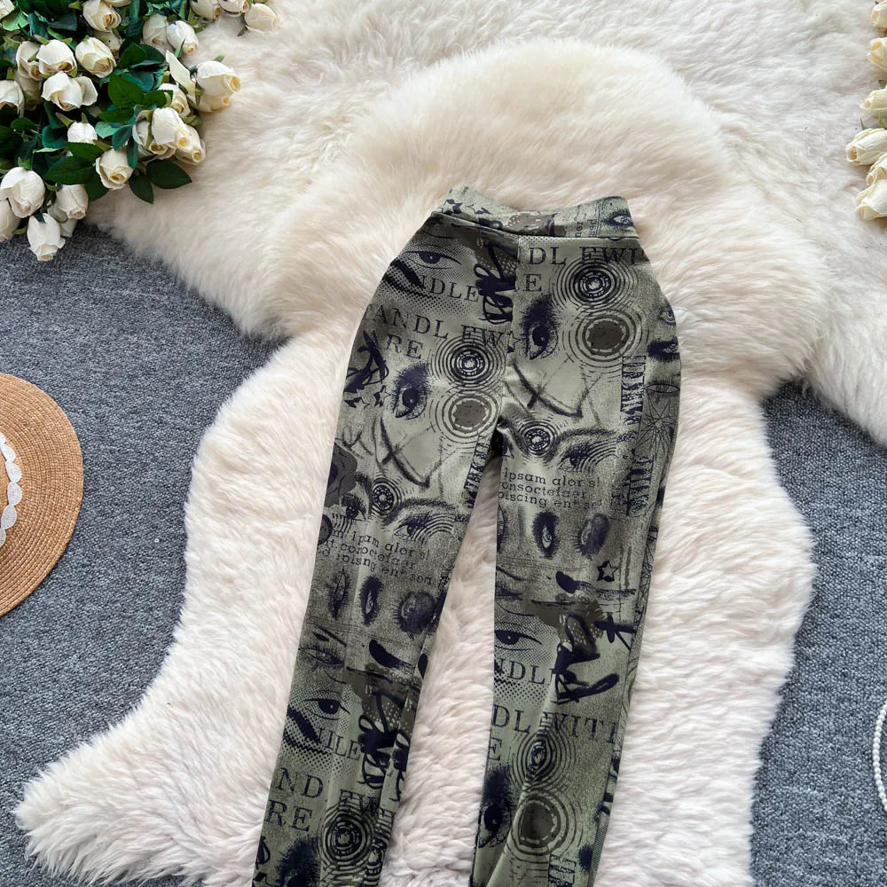 UNIKCOSA Women’s Summer Wide-Leg Pants – High-Waist Wrinkled Printed Outdoor Trousers (Casual Chic Edition)