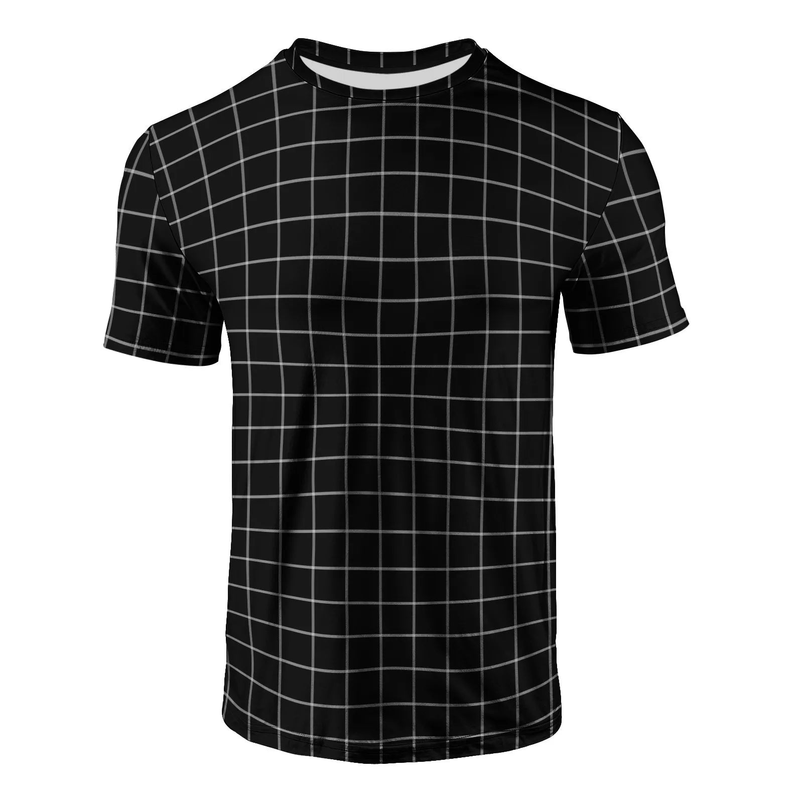 Men's Plaid Breathable Polyester T-Shirt with Custom 3D Logo